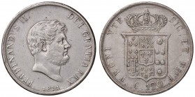ZECCHE ITALIANE - NAPOLI - Ferdinando II di Borbone (1830-1859) - Piastra 1851 P.R. 80; Mont. 791/792 NC AG Testa piccola Graffietti
 Testa piccola -...