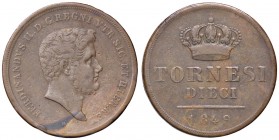 ZECCHE ITALIANE - NAPOLI - Ferdinando II di Borbone (1830-1859) - 10 Tornesi 1849 P.R. 194; Mont. 1024 NC CU
 
BB