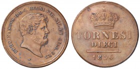 ZECCHE ITALIANE - NAPOLI - Ferdinando II di Borbone (1830-1859) - 10 Tornesi 1856 P.R. 204; Mont. 1032 CU
 
BB+