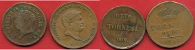 ZECCHE ITALIANE - NAPOLI - Ferdinando II di Borbone (1830-1859) - 10 Tornesi 1857 P.R. 205; Mont. 1033/1036 CU Assieme a 8 tornesi 1816 - Lotto di 2 m...