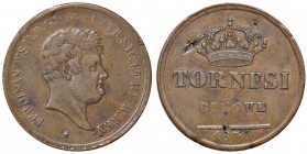 ZECCHE ITALIANE - NAPOLI - Ferdinando II di Borbone (1830-1859) - 5 Tornesi 1858 P.R. 227; Mont. 1077 CU Mancanze di conio al R/
 Mancanze di conio a...