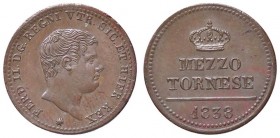 ZECCHE ITALIANE - NAPOLI - Ferdinando II di Borbone (1830-1859) - Mezzo tornese 1838 P.R. 304; Mont. 1218/1224 CU
 
SPL+