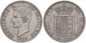 ZECCHE ITALIANE - NAPOLI - Francesco II di Borbone (1859-1860) - Piastra 1859 P.R. 1; Mont. 1258 AG Colpetto
 Colpetto
BB