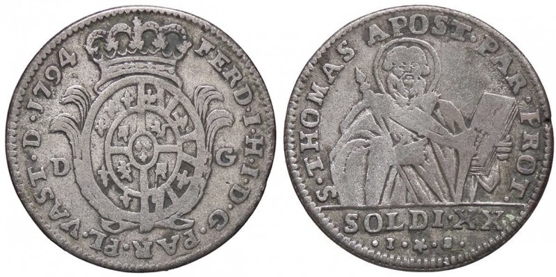 ZECCHE ITALIANE - PARMA - Ferdinando di Borbone (1765-1802) - 20 Soldi 1794 CNI ...