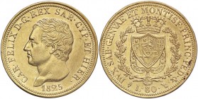 SAVOIA - Carlo Felice (1821-1831) - 80 Lire 1825 T Pag. 26; Mont. 4 AU Colpetto
 Colpetto
BB-SPL