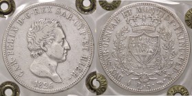SAVOIA - Carlo Felice (1821-1831) - 5 Lire 1826 T Pag. 71; Mont. 61 AG Sigillata Giuseppe Familiari
 Sigillata Giuseppe Familiari
MB-BB