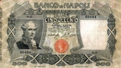 CARTAMONETA - NAPOLI - Biglietti al portatore - 500 Lire 07/12/1909 Gav. 183 RR Miraglia/Brocchetti Forellini da spillo
 Miraglia/Brocchetti - Forell...