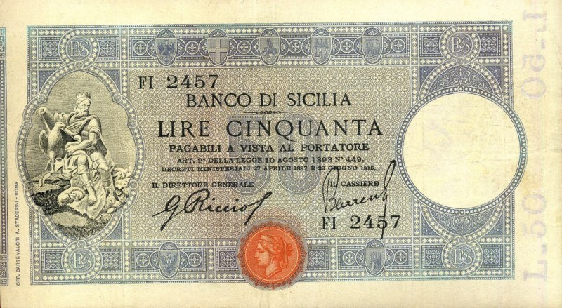 CARTAMONETA - SICILIA - Banco di Sicilia - Biglietti al portatore (1866-1867) - ...
