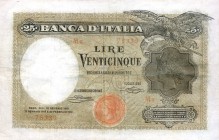 CARTAMONETA - BANCA d'ITALIA - Vittorio Emanuele III (1900-1943) - 25 Lire 22/01/1919 - Aquila Latina Alfa 102; Lireuro 1C RRR Canovai/Sacchi Restauri...