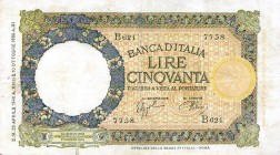 CARTAMONETA - BANCA d'ITALIA - Vittorio Emanuele III (1900-1943) - 50 Lire - Lupa 29/04/1940 - I° Tipo Alfa 242; Lireuro 6M Azzolini/Urbini Privo di p...