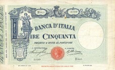 CARTAMONETA - BANCA d'ITALIA - Vittorio Emanuele III (1900-1943) - 50 Lire - Fascetto con matrice 07/05/1929 Alfa 173; Lireuro 5/9 Stringher/Cima Macc...