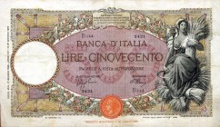 CARTAMONETA - BANCA d'ITALIA - Vittorio Emanuele III (1900-1943) - 500 Lire - Capranesi 17/06/1938 - Fascio I° tipo Alfa 513; Lireuro 29N R Azzolini/U...