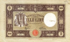 CARTAMONETA - BANCA d'ITALIA - Vittorio Emanuele III (1900-1943) - 1.000 Lire - Barbetti (fascio) I° tipo 02/01/1932 Alfa 619; Lireuro 43J RRRR Azzoli...