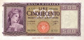 CARTAMONETA - BANCA d'ITALIA - Repubblica Italiana (monetazione in lire) (1946-2001) - 500 Lire - Italia 23/03/1961 Alfa 546; Lireuro 39C RR Carli/Rip...
