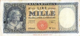 CARTAMONETA - BANCA d'ITALIA - Repubblica Italiana (monetazione in lire) (1946-2001) - 1.000 Lire - Medusa 10/02/1948 Alfa 696sp; Lireuro 54Ba RRR Sos...