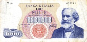 CARTAMONETA - BANCA d'ITALIA - Repubblica Italiana (monetazione in lire) (1946-2001) - 1.000 Lire - Verdi 1° tipo 10/08/1965 Alfa 714sp; Lireuro 55Ea ...