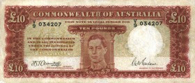 CARTAMONETA ESTERA - AUSTRALIA - Giorgio VI (1936-1952) - 10 Sterline (1940-52) Pick 28 NC Lievi restauri
 Lievi restauri
meglio di MB