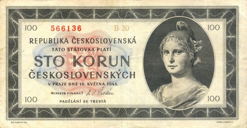 CARTAMONETA ESTERA - CECOSLOVACCHIA - Repubblica - 100 Corone 1945 Kr. 67
 
BB
