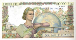 CARTAMONETA ESTERA - FRANCIA - Quarta Repubblica (1947-1958) - 10.000 Franchi 04/03/1954 Restauro in alto
 Restauro in alto
BB-SPL