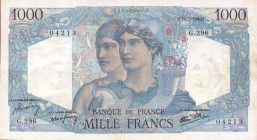 CARTAMONETA ESTERA - FRANCIA - Quinta Repubblica (1959) - 1.000 Franchi 11/07/1946 Stirato
 Stirato
BB+