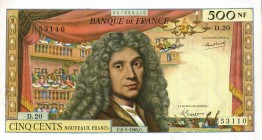 CARTAMONETA ESTERA - FRANCIA - Quinta Repubblica (1959) - 500 Franchi 08/01/1965 Restauri marginali
 Restauri marginali
SPL