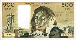 CARTAMONETA ESTERA - FRANCIA - Quinta Repubblica (1959) - 500 Franchi 2/01/1992 Pick 156i Piega verticale
 Piega verticale
SPL-FDS