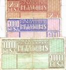 CARTAMONETA ESTERA - OLANDA - Banco Zettel - Serie 15/02/1944 - Campo di concentramento di Westerbrok -10-25-100 cents R
 
med. BB