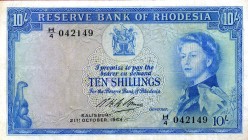 CARTAMONETA ESTERA - RHODESIA - Elisabetta II (1952-1966) - 10 Scellini 21/10/1964
 
BB+