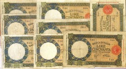 LOTTI - Cartamoneta-Italiana 50 lire 1936-1937 (2)-1938-1940-1941-1942 (2) Lotto di 8 biglietti con decreti diversi
 Lotto di 8 biglietti con decreti...