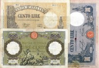 LOTTI - Cartamoneta-Italiana 100 lire 1929-1938-1944 Lotto di 3 biglietti
 Lotto di 3 biglietti
MB÷qBB