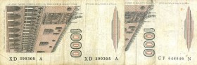 LOTTI - Cartamoneta-Italiana 1000 lire 1988 XD e numeri radar Lotto di 2 biglietti
 Lotto di 2 biglietti
MB÷qBB