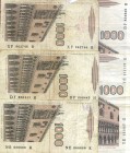 LOTTI - Cartamoneta-Italiana 1000 lire Marco Polo, uno XF, 2 con numeri bassi Lotto di 3 biglietti
 Lotto di 3 biglietti
MB÷BB+