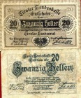 LOTTI - Cartamoneta-Estera AUSTRIA-TIROLO - 20 heller 1919 e 1920 Lotto di 2 biglietti
 Lotto di 2 biglietti
med. MB