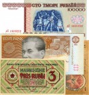 LOTTI - Cartamoneta-Estera LETTONIA - 1 e 3 rubli 1919, Estonia 1994, Bielorussia 100000 rubli 1996 Lotto di 4 biglietti
 Lotto di 4 biglietti
qBB÷q...