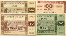 LOTTI - Cartamoneta-Estera POLONIA - Certificati da 5-100-500 (2) zloty Lotto di 4 biglietti
 Lotto di 4 biglietti
med. SPL