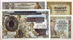 LOTTI - Cartamoneta-Estera SERBIA - 1000 dinari1941, 500 d. 1941 e 1942, 50 d. 1942 Lotto di 4 biglietti
 Lotto di 4 biglietti
qSPL÷qFDS