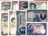 LOTTI - Cartamoneta-Estera SPAGNA - Lotto di 9 biglietti, solo il 100 pesetas 1970 è doppio
 
BB÷SPL