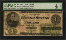 Legal Tender Notes

Fr. 17a. 1862 $1 Legal Tender Note. PMG Good 4 Net. Tape.

Series 19. PMG comments "Tape."

Estimate: $200.00- $300.00