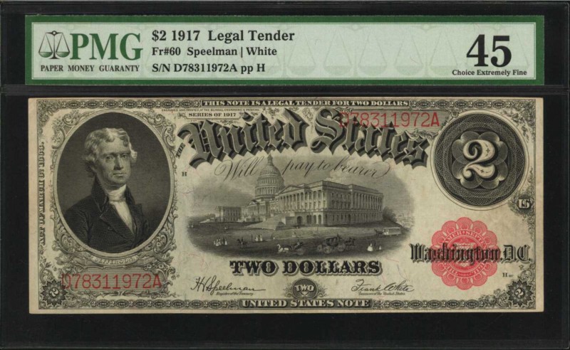 Legal Tender Notes

Fr. 60. 1917 $2 Legal Tender Note. PMG Choice Extremely Fi...