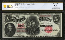 Legal Tender Notes

Fr. 84. 1907 $5 Legal Tender Note. PCGS Banknote About Uncirculated 53.

An attractive offering of this Wood Chopper Legal Ten...