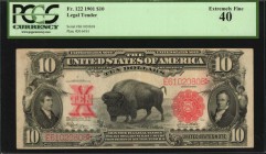 Legal Tender Notes

Fr. 122. 1901 $10 Legal Tender Note. PCGS Currency Extremely Fine 40.

A mid grade offering of this popular Bison Legal Tender...