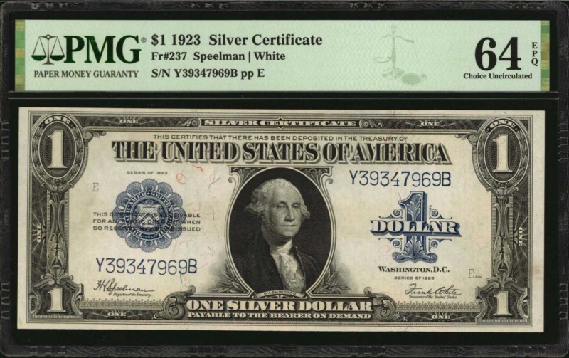 Silver Certificates

Fr. 237. 1923 $1 Silver Certificate. PMG Choice Uncircula...