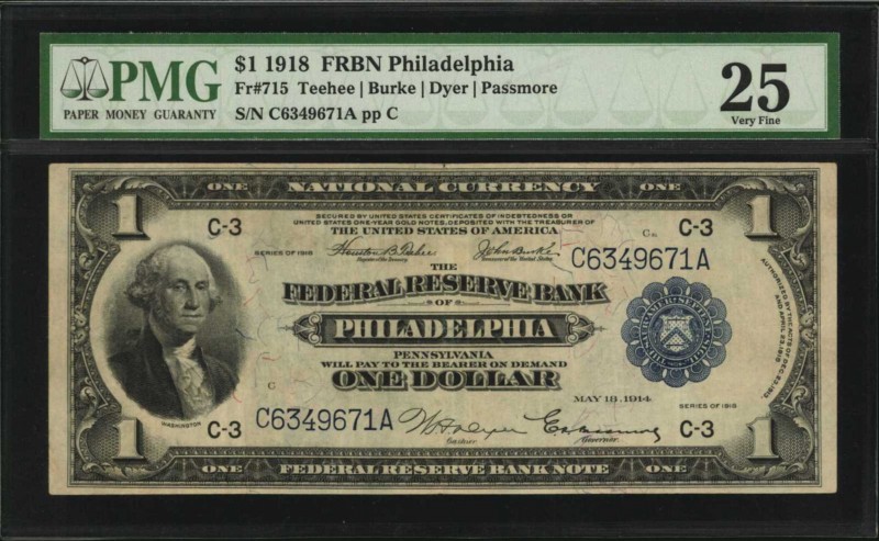 Federal Reserve Bank Notes

Fr. 715. 1918 $1 Federal Reserve Bank Note. Philad...
