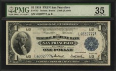 Federal Reserve Bank Notes

Fr. 743. 1918 $1 Federal Reserve Bank Note. San Francisco. PMG Choice Very Fine 35.

A mid grade offering of this San ...