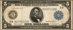 Federal Reserve Notes

Fr. 850. 1914 $5 Federal Reserve Note. New York. Very Fine.

Toning is noticed along with a foreign substance in the right ...