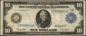 Federal Reserve Notes

Fr. 931B. 1914 $10 Federal Reserve Note. Chicago. Very Fine.

Bright paper is found on this Chicago $10 FRN. Pinholes are n...