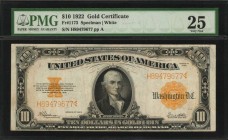 Gold Certificates

Fr. 1173. 1922 $10 Gold Certificate. PMG Very Fine 25.

A Very Fine offering of this Speelman-White $10 Gold Certificate.

Es...