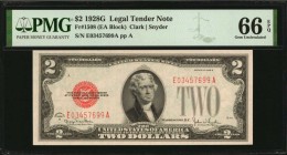 Legal Tender Notes

Fr. 1508. 1928G $2 Legal Tender Note. PMG Gem Uncirculated 66 EPQ.

Wide margins, bright paper and ruby red overprints are fou...