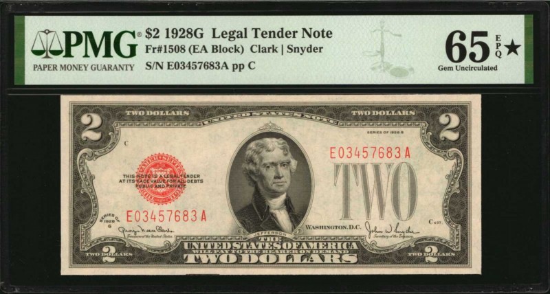 Legal Tender Notes

Fr. 1508. 1928G $2 Legal Tender Note. PMG Gem Uncirculated...
