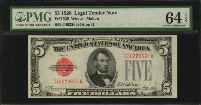 Legal Tender Notes

Fr. 1525. 1928 $5 Legal Tender Note. PMG Choice Uncirculat...